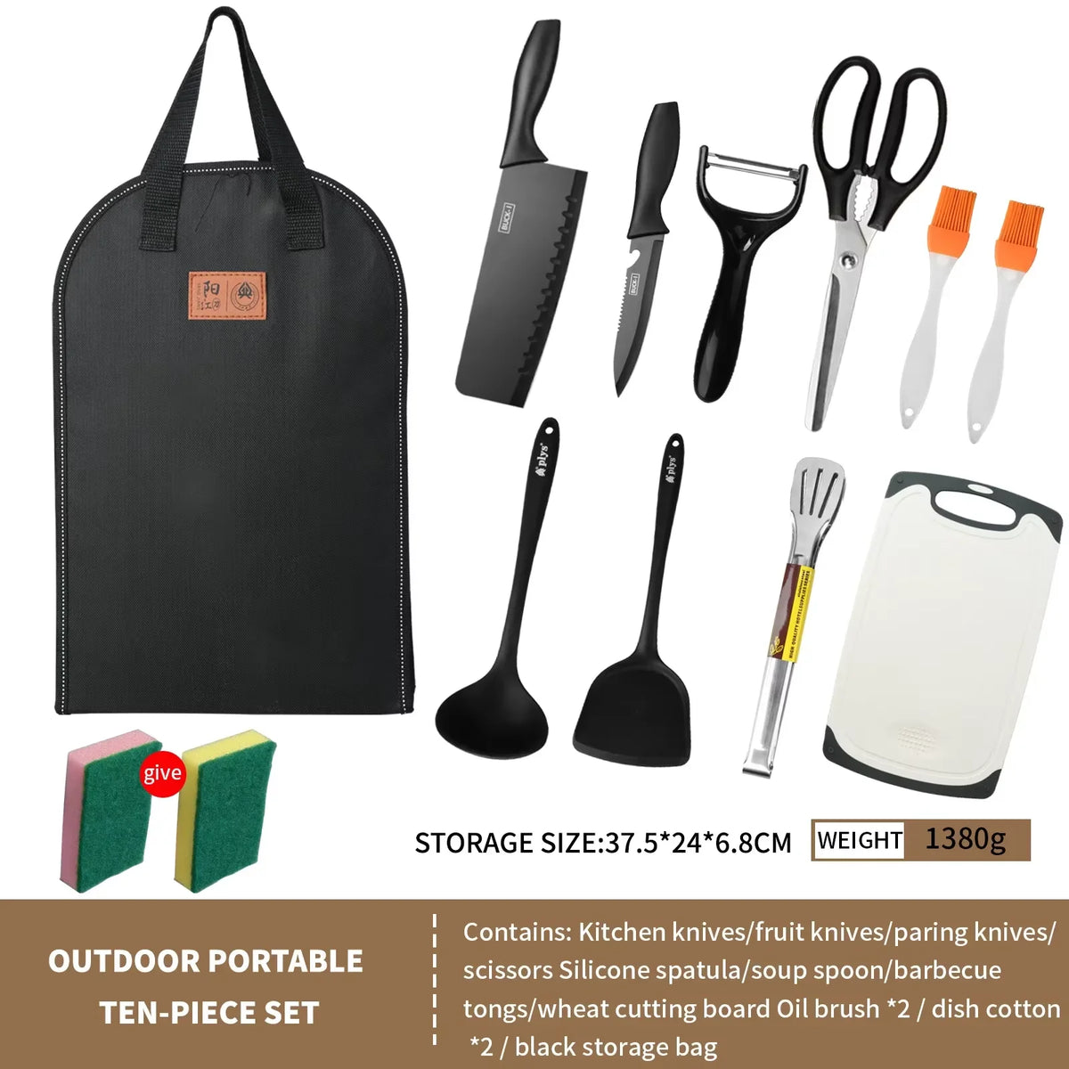 10-Piece BBQ & Camping Utensils Set – Stainless Steel