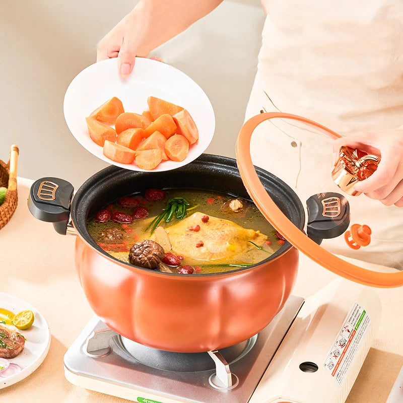Pumpkin-Shaped Cast Iron Cooking Pot