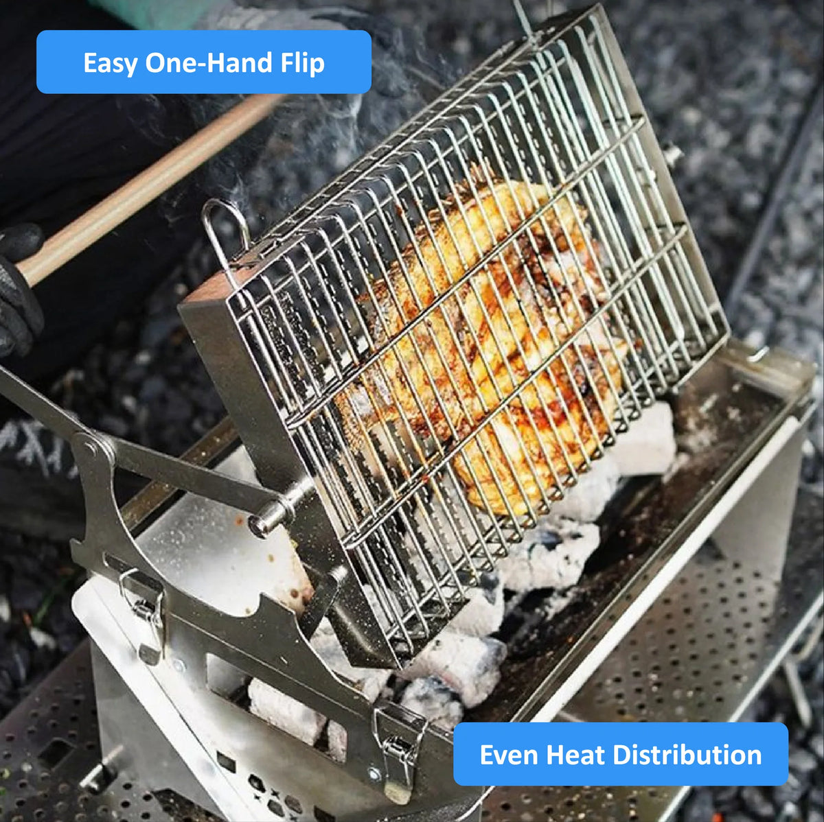 Foldable Charcoal BBQ Grill with Detachable Grate – Outdoor Use Only