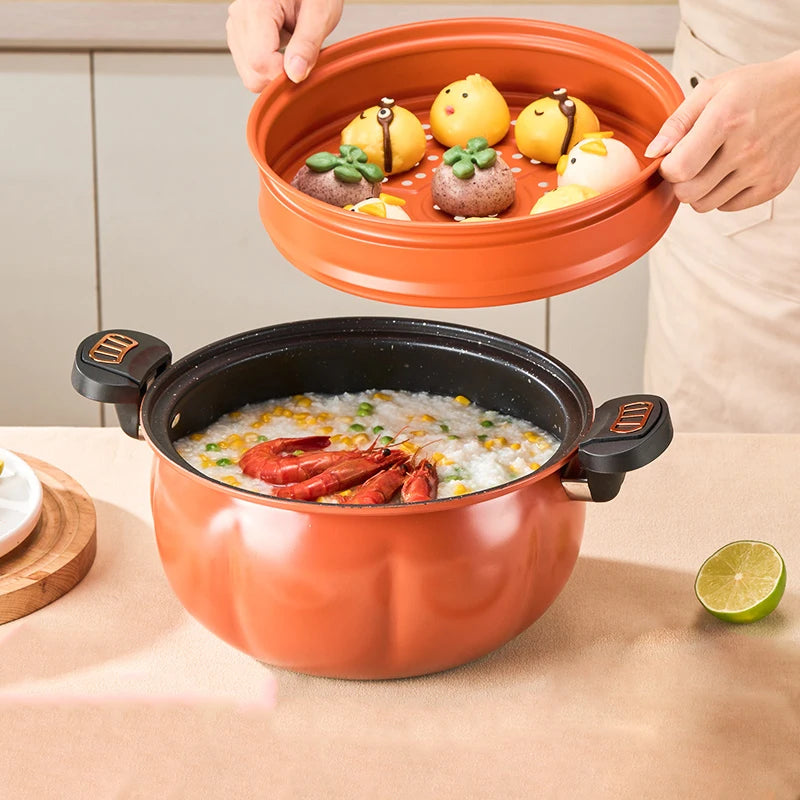 Pumpkin-Shaped Cast Iron Cooking Pot