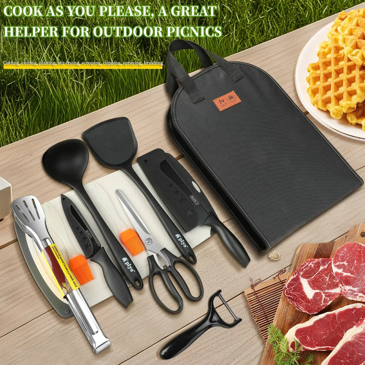 10-Piece BBQ & Camping Utensils Set – Stainless Steel