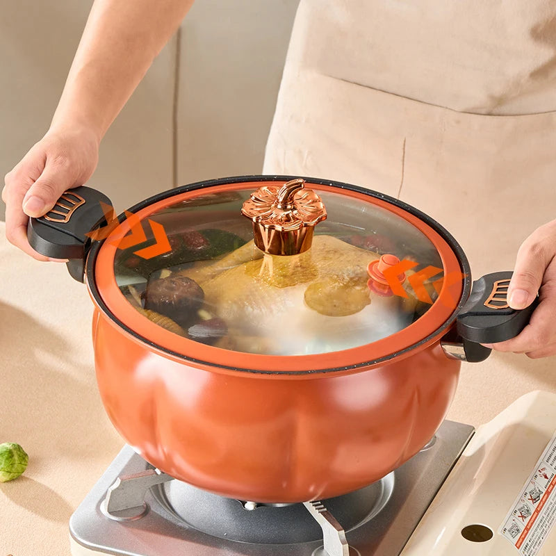 Pumpkin-Shaped Cast Iron Cooking Pot