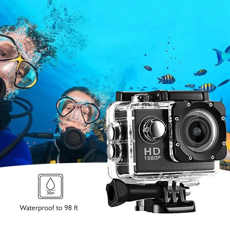 Mini Waterproof Action Camera – Full HD 1080P, 2" Screen, Sports & Car Cam