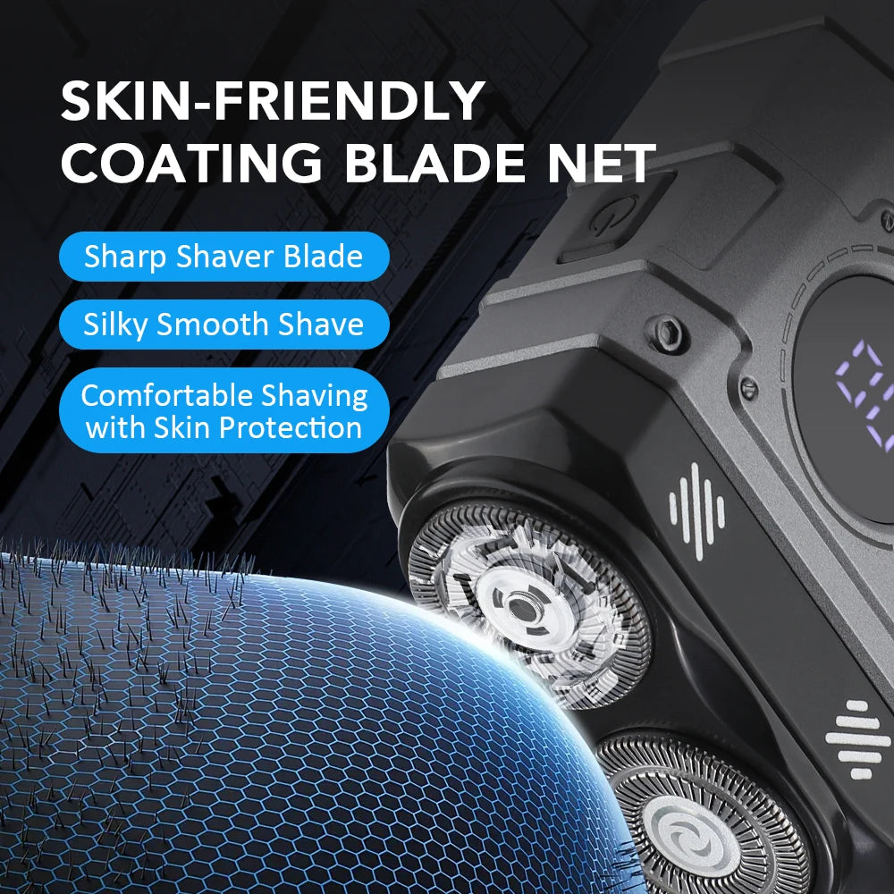 Electric Smart Shaver Household Mini Mecha Shaver Digital Display Dual Blade Rechargeable Shaver Powerful Beard Trimmer Tool