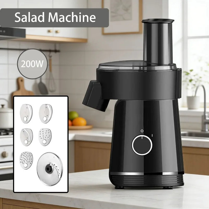 Electric Food Chopper 200W 6 In 1 Multifunctional Slicer Shredder Cutter Eu Plug Household Kitchen Food Processing Machine