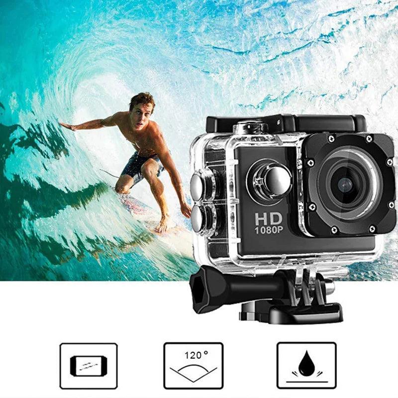 Mini Waterproof Action Camera – Full HD 1080P, 2" Screen, Sports & Car Cam