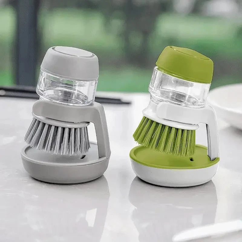 Dish Brush With Soap Dispenser Multi Use Soap Dispensing Scrub Brush For - Kitchen Dish Palm Brush With Tray