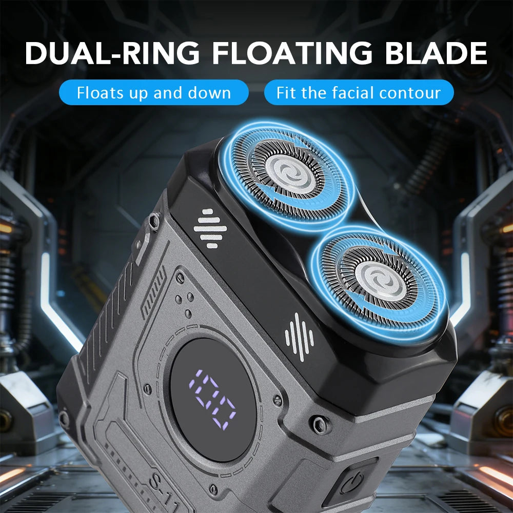 Electric Smart Shaver Household Mini Mecha Shaver Digital Display Dual Blade Rechargeable Shaver Powerful Beard Trimmer Tool