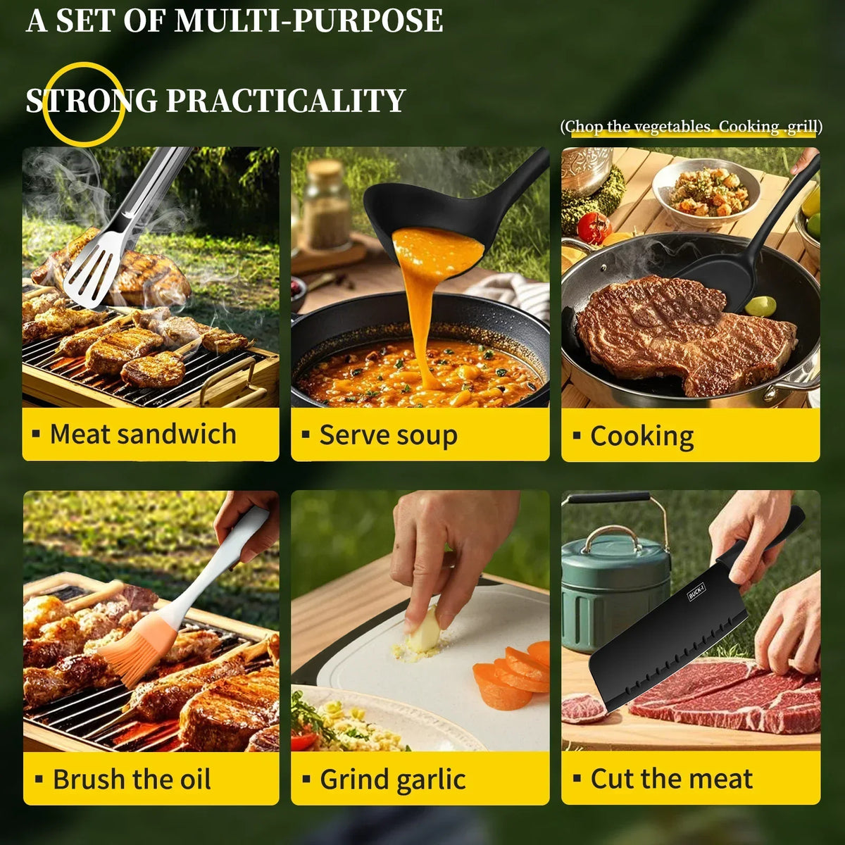 10-Piece BBQ & Camping Utensils Set – Stainless Steel