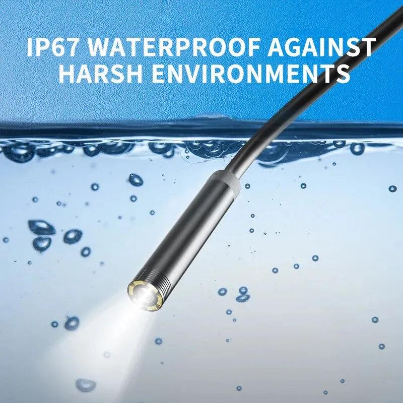 7mm Endoscope Camera – IP67 Waterproof, 6 LED Lights, Type-C & USB for Android & PC