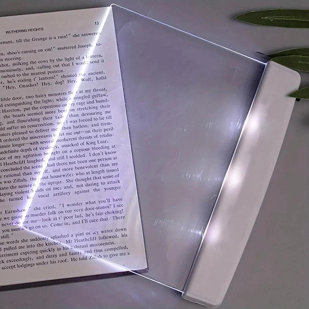 Travel Reading Lamp Book Light Rechargeable Clear LED Flat Reading Light Dimmable Panel Plate