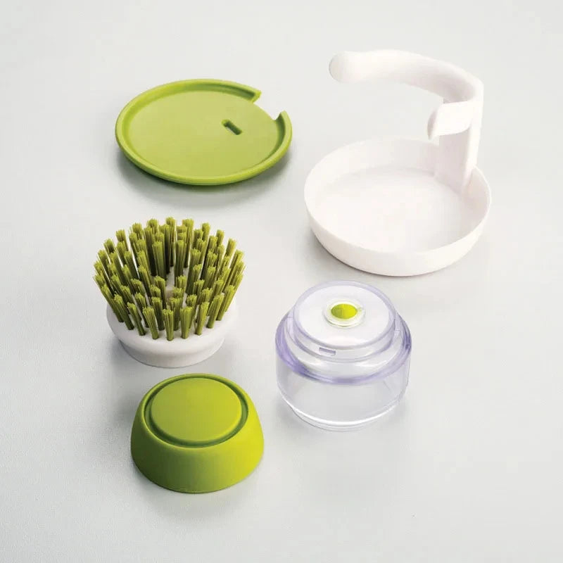 Dish Brush With Soap Dispenser Multi Use Soap Dispensing Scrub Brush For - Kitchen Dish Palm Brush With Tray