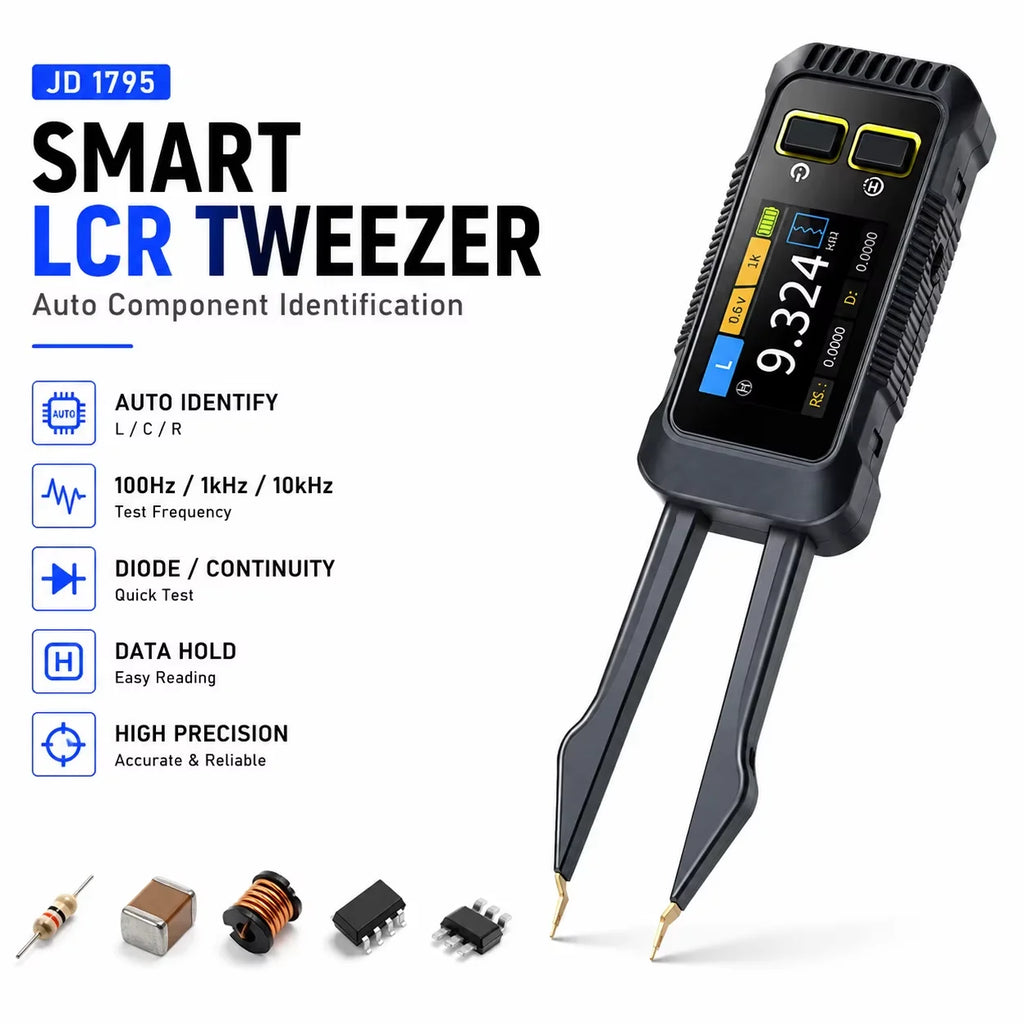 Smart LCR Tweezers, Digital SMD Tester for Capacitor/Resistor/Inductor,ESR Impedance Z/X Diode Continuity,Rechargeable LCR Meter