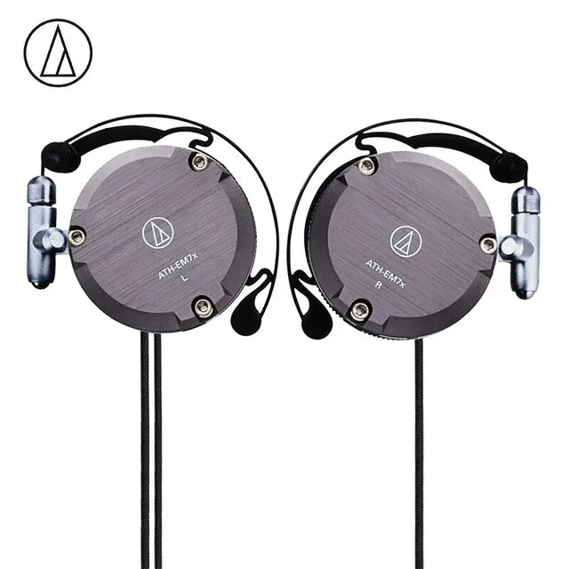 Original Audio Technica ATH-EM7X Open-Ear Headphones Flexible Metal Ear-Hook HiFi Clear Vocals Wired Earphones for Sports