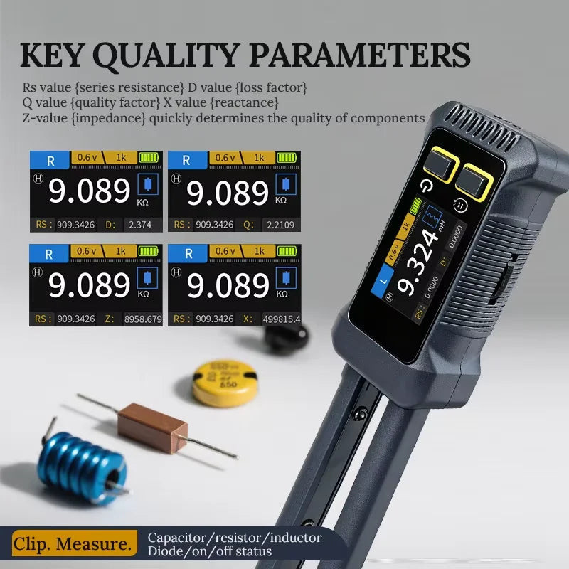 Smart LCR Tweezers, Digital SMD Tester for Capacitor/Resistor/Inductor,ESR Impedance Z/X Diode Continuity,Rechargeable LCR Meter