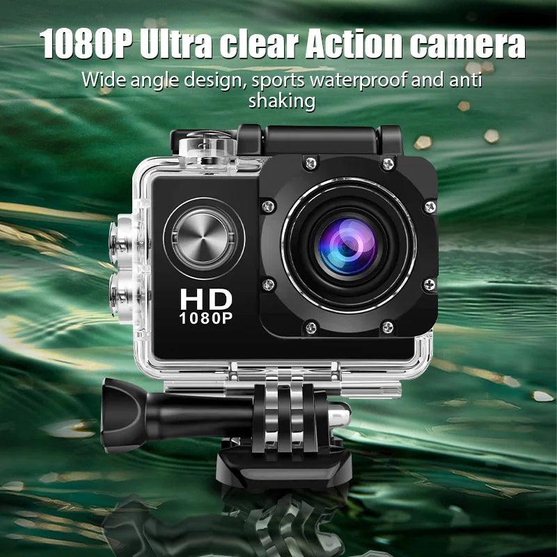Mini Waterproof Action Camera – Full HD 1080P, 2" Screen, Sports & Car Cam