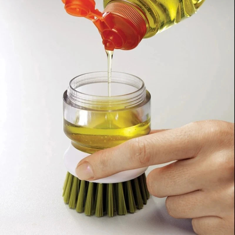 Dish Brush With Soap Dispenser Multi Use Soap Dispensing Scrub Brush For - Kitchen Dish Palm Brush With Tray