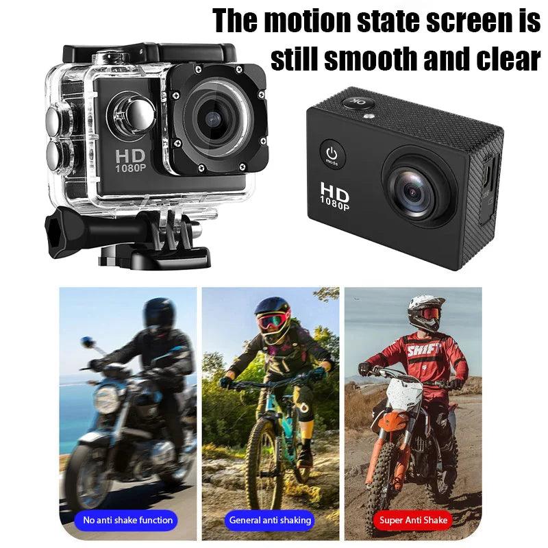 Mini Waterproof Action Camera – Full HD 1080P, 2" Screen, Sports & Car Cam