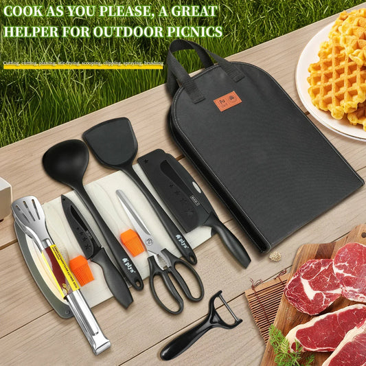 10-Piece BBQ & Camping Utensils Set – Stainless Steel