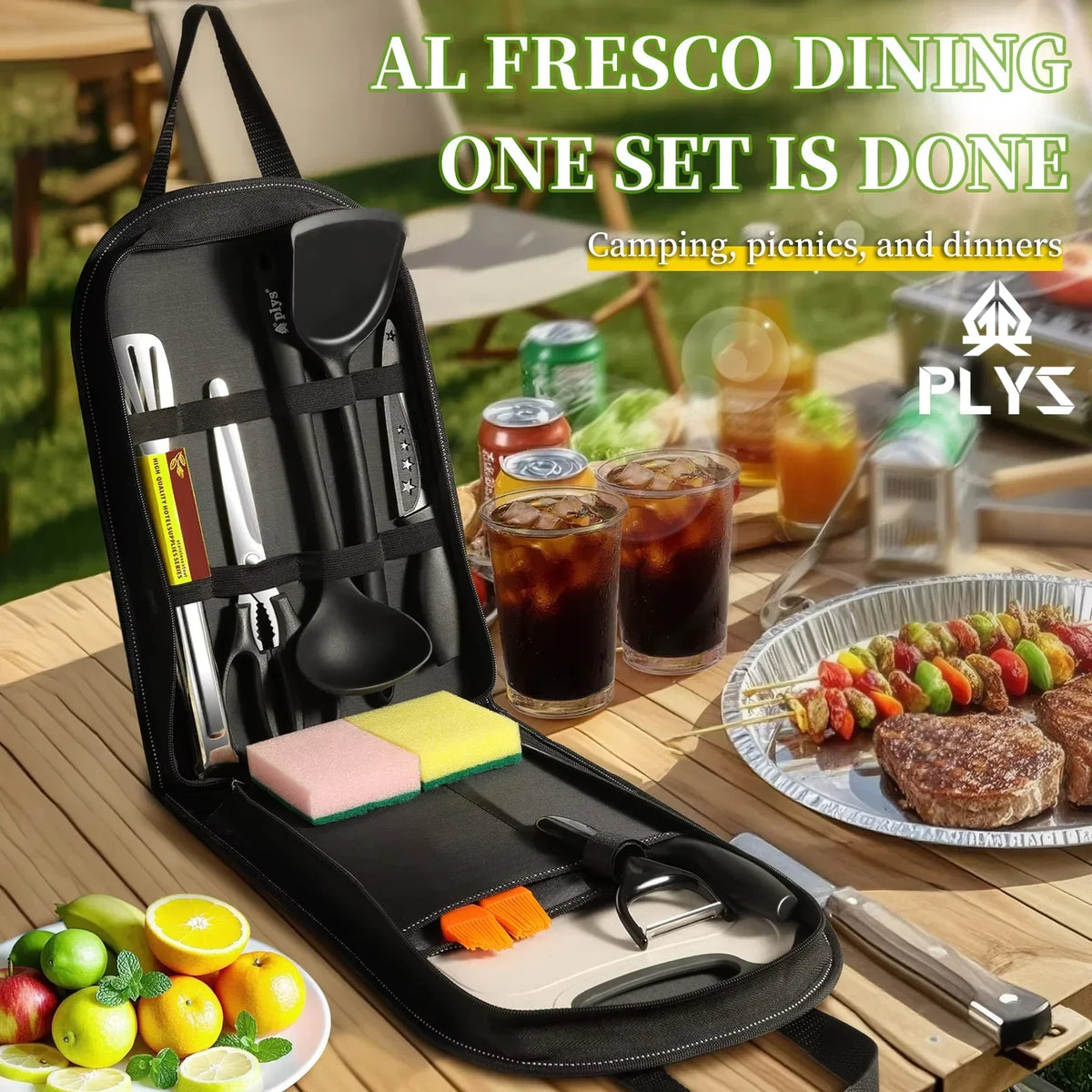 10-Piece BBQ & Camping Utensils Set – Stainless Steel