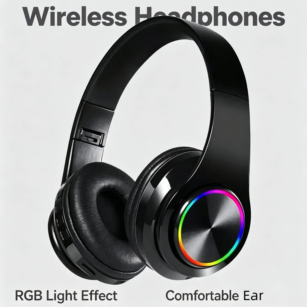 Headsets Gamer Headphones Blutooth Surround Sound Stereo Wireless Earphone USB With MicroPhone Colourful Light PC Laptop Earbuds
