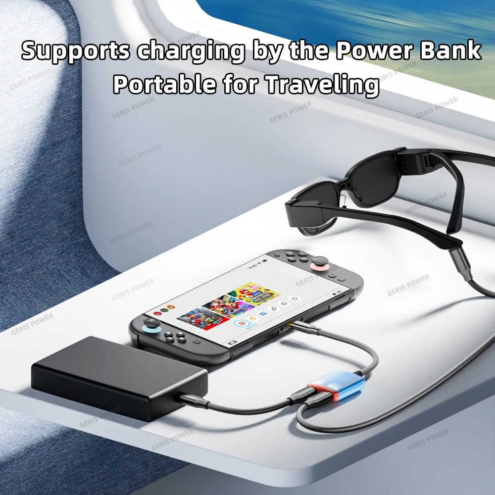 AR Smart Glasses Cable Adapter Converter 100W Type C Universal Docking Station 2 In1 USB C Hub for Steam Deck XREAL AR Glasses